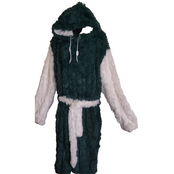 NEW Brotoga Robe Coat Green & White Hooded Baller Version Luxury XXL NWT Furry - Picture 1 of 16